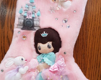 Custom Stockings!  Eg.Precious Princess,Smurfs, Rainbow Brite,Sprites, etc. 20-inch stocking, all hand created optional themes MADE-TO-ORDER