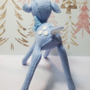 Retro Kitsch Vintage style Winter's Willow doe Deer Fawn Reindeer 1 Art Doll only 6in/15cm Posable legs soft merino-wool Periwinkle Blue image 5