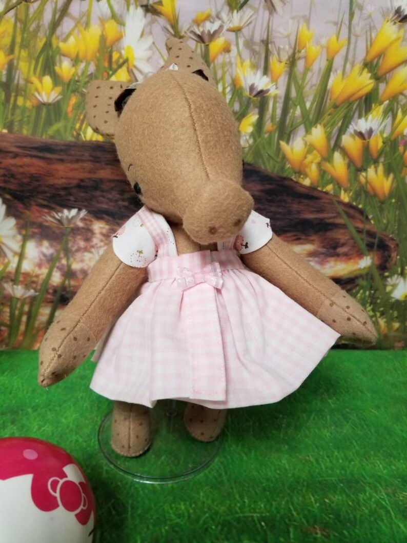 OoAK Piglet piggy pig plush doll, Penelope /or Coco ball-jointed merino-wool 12 30cm tall GIRL w curl tails image 10