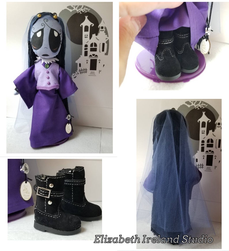 Gloomsville's Misery art cloth 11-inch /or 16.5 inch doll member of Ruby Gloom Manor Made-to-Order Gothic doll image 7