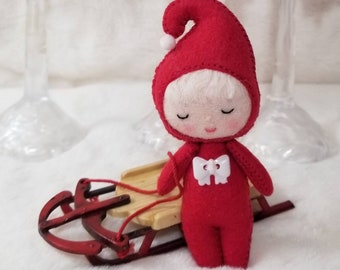 Gift boxed Elf Elves with sleigh BABY/BABIES "Elf-KINZ" 4" (10cm) Dolly *options skin tone