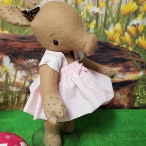 OoAK Piglet piggy pig plush doll, Penelope /or Coco ball-jointed merino-wool 12 30cm tall GIRL w curl tails image 5