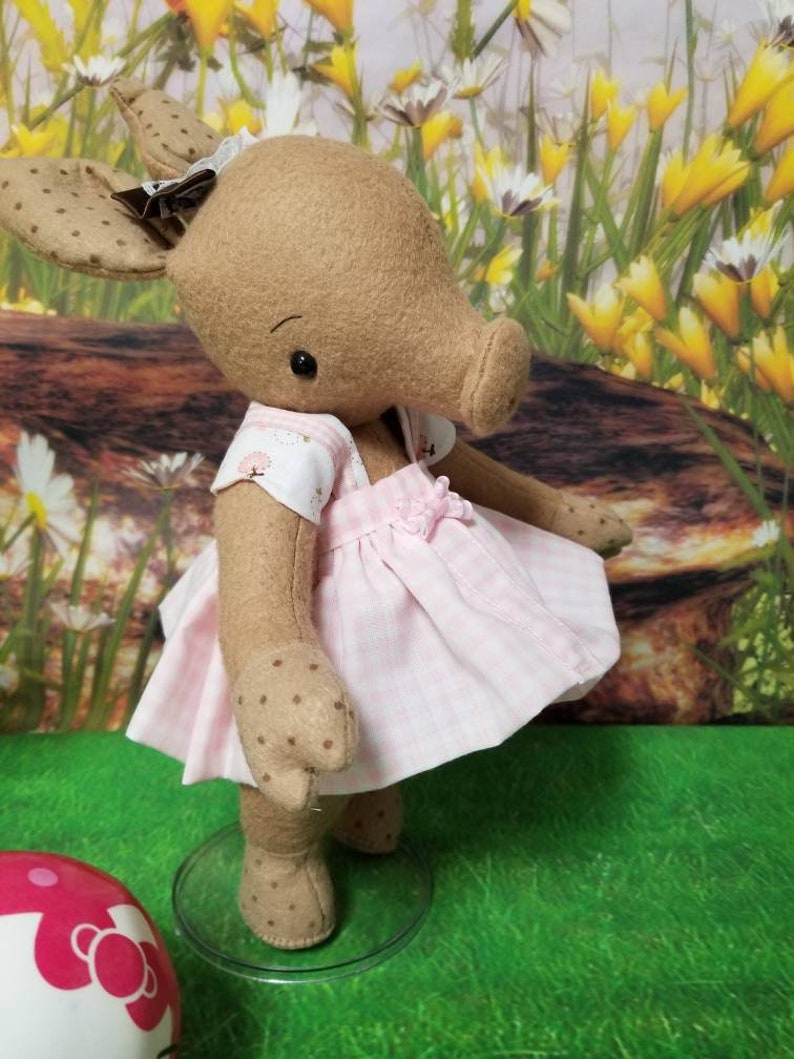 OoAK Piglet piggy pig plush doll, Penelope /or Coco ball-jointed merino-wool 12 30cm tall GIRL w curl tails image 5