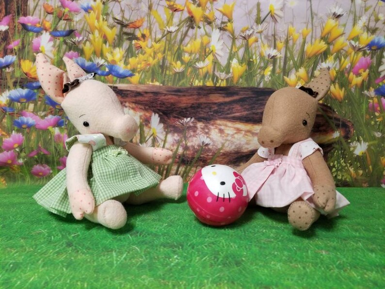 OoAK Piglet piggy pig plush doll, Penelope /or Coco ball-jointed merino-wool 12 30cm tall GIRL w curl tails image 9