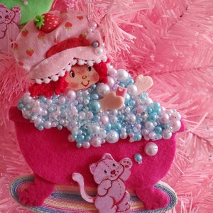 26cm 10H Wall Hanging/Tree Ornament SSC Vintage Style 1980s Strawberry Shortcake BUBBLE-Bath 3D merino-wool figure 3D 5x6 1215cm image 6