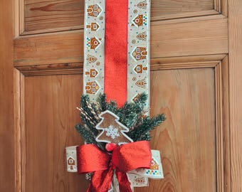 Gingerbread door hanger double over the door Christmas wreath