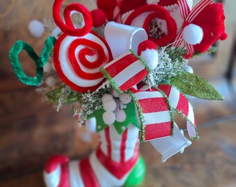 Elf boot Regency ceramic Christmas decoration candy cane