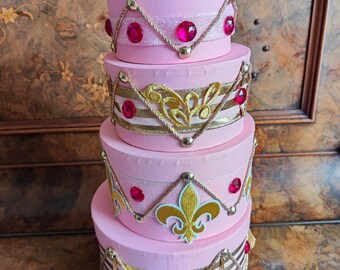 Pink & Gold Christmas Drums Nutcracker Decorations, Set of 4 handmade