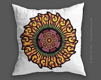 Wheel of Life - Mandala decorative art designer home decor cushion throw pillow cover - white 1