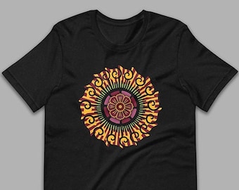 Wheel of Life Mandala Lotus red – T-Shirt – black
