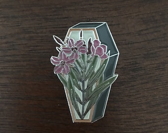 Oleander on a Coffin Enamel Pin