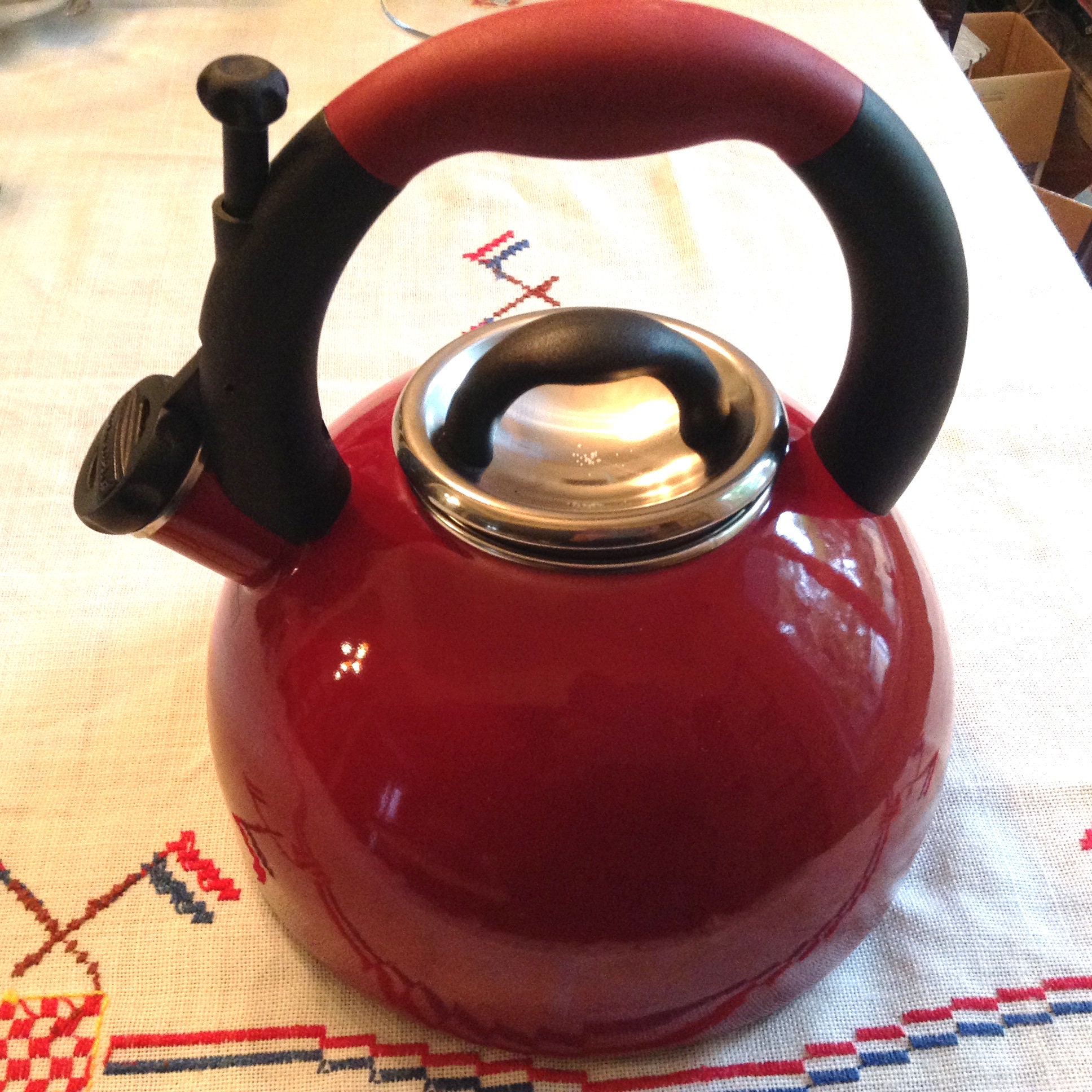 KitchenAid Red Enamel Whistling Tea Kettle 2.25 quarts Etsy