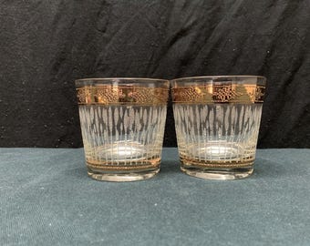 TWO Culver Regency, Whiskey Glasses, 22KT Gold - USA