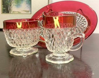 Ruby Red Glass Serving Tray - Etsy