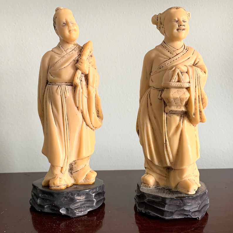 Carved Kina Figurines Vintage Chinese Figurines Male and Etsy