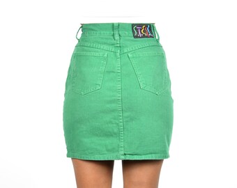green jean skirt