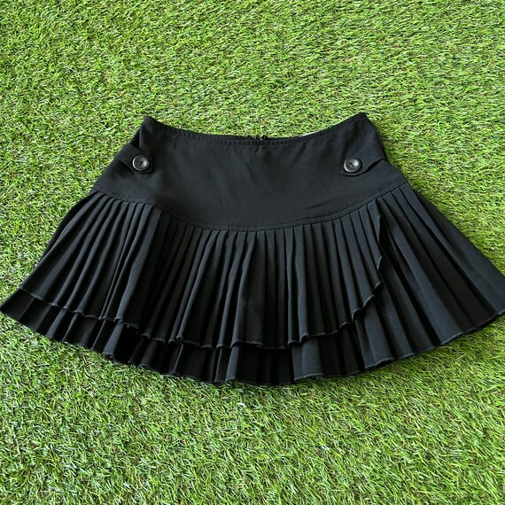 Black Y2K Pleated Mini Skirt Gem
