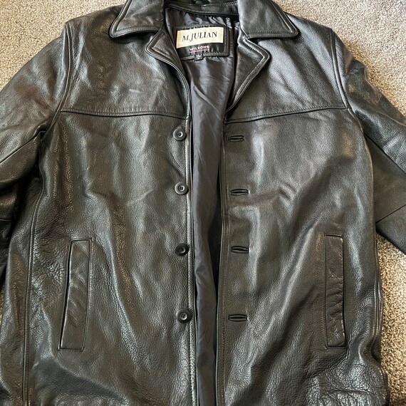 Wilson Leather M Black Vintage Button Up Jacket - image 3