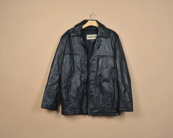 Wilson Leather M Black Vintage Button Up Jacket - image 1