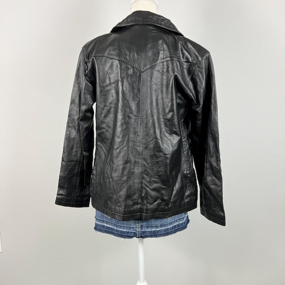black leather zip up jacket - image 3