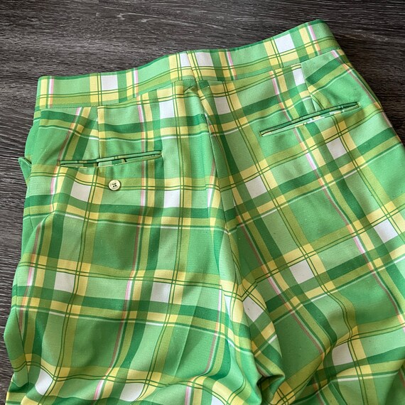 70s Green Size 31 Plaid Vintage Pants - image 9