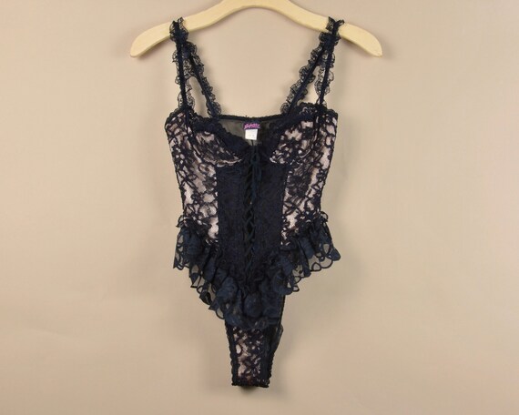 Fredericks of Hollywood S Black Lace Vintage Teddy