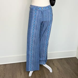 2000s Low Rise Flare Blue Crocodile Shelli Segal Flare Pants