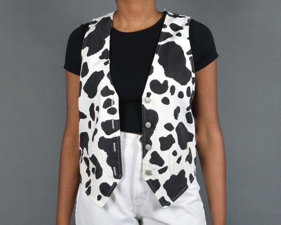 Cow Print Vintage Size S/M Denim Vest