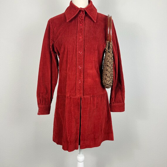 1970s rust color corduroy mini jumpsuit - image 1