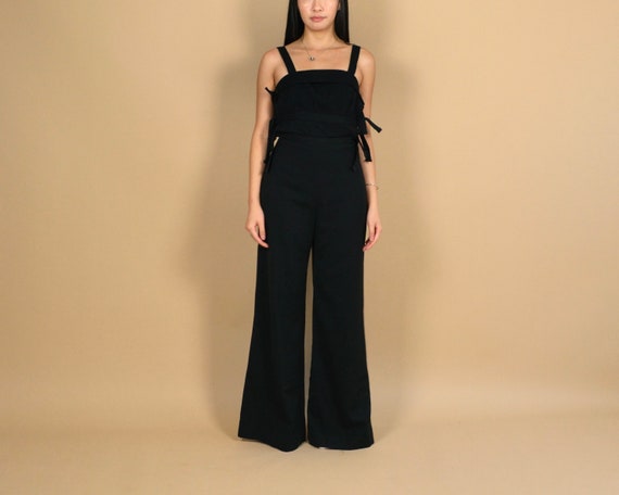 Act 1 70s Wide Leg Black Vintage Jumpsuit - image 1