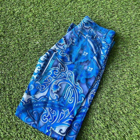 Paris Blues 90s/Y2K Blue Patterned Flare Pants - image 3