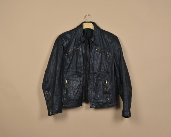 70s Leather Motorcycle Style Jacket - image 1