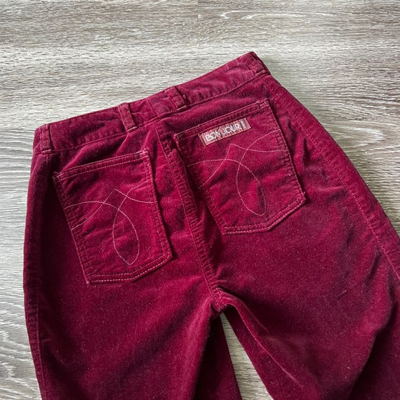 Bonjour 70s Velour Vintage Burgundy Pants - image 4