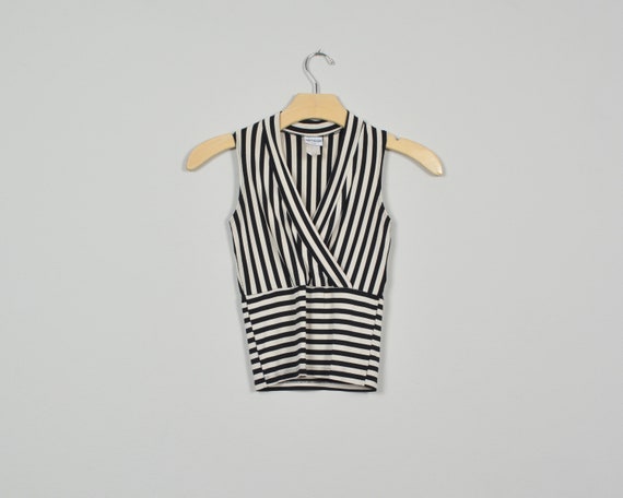 Striped Black and White Vintage Top - image 1