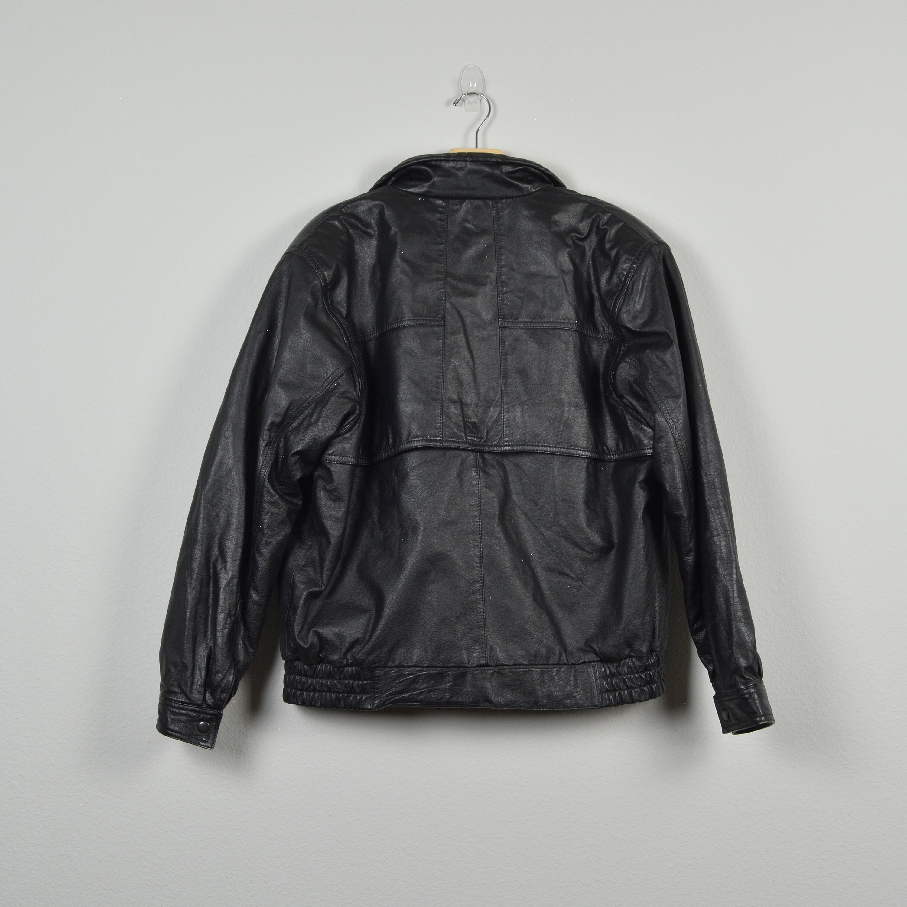 Vintage Leather Bomber Style Jacket - Etsy Vintage Leather Bomber Style Jacket - Etsy