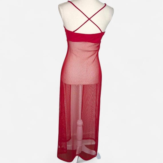 Red mesh overlay y2k long open front tank - image 4