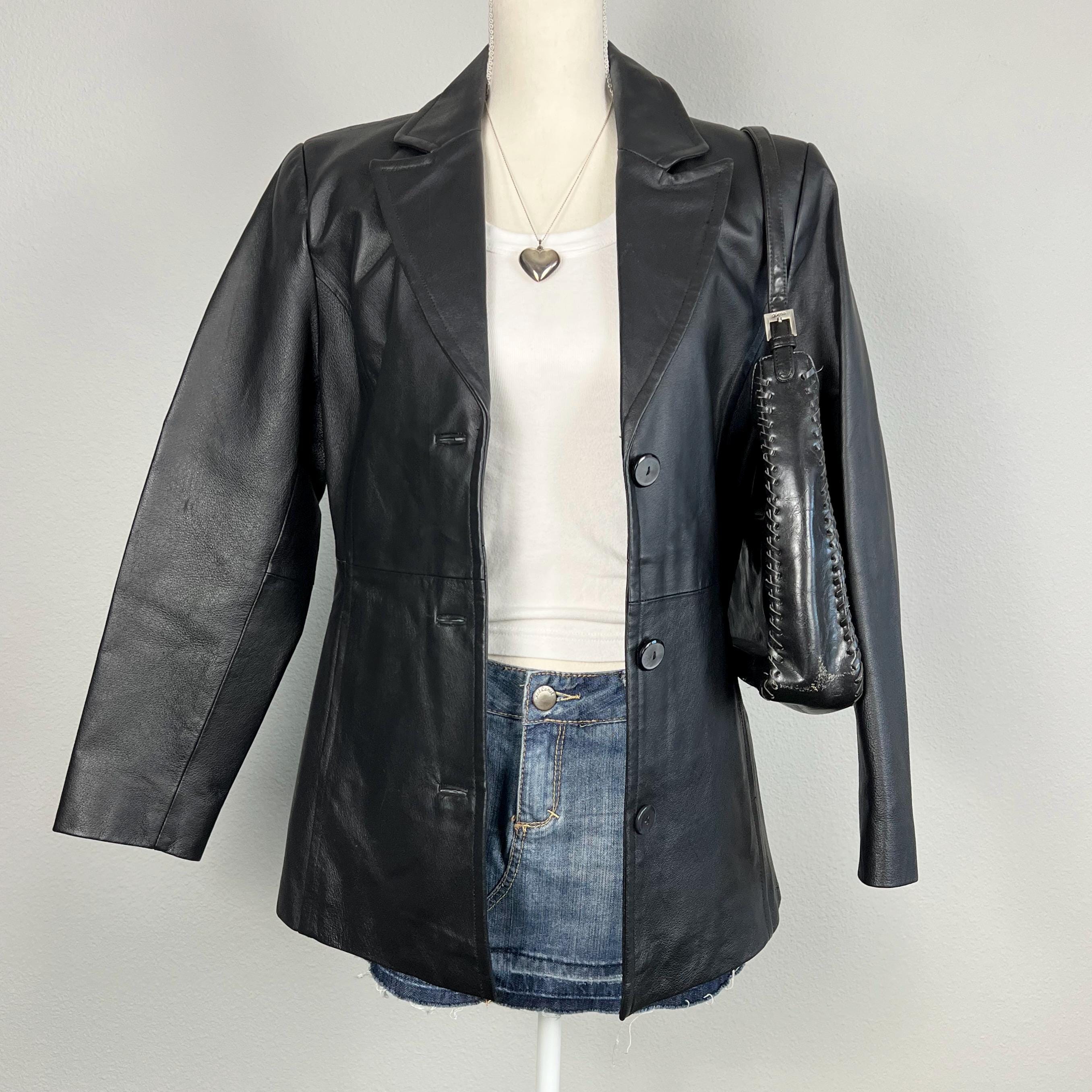 Worthington M Vintage Leather Button up Jacket - Etsy Worthington M Vintage Leather Button up Jacket - Etsy