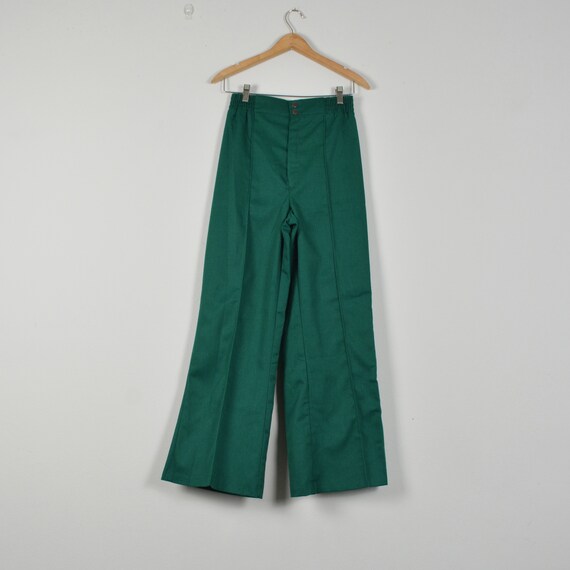 Vintage 1970s Forest Green Flared Pants - image 1