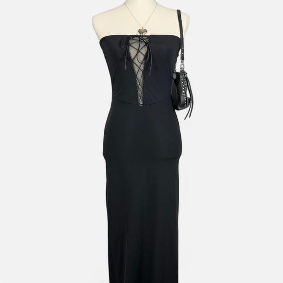 Black lace-up corset maxi dress Black lace-up corset maxi dress