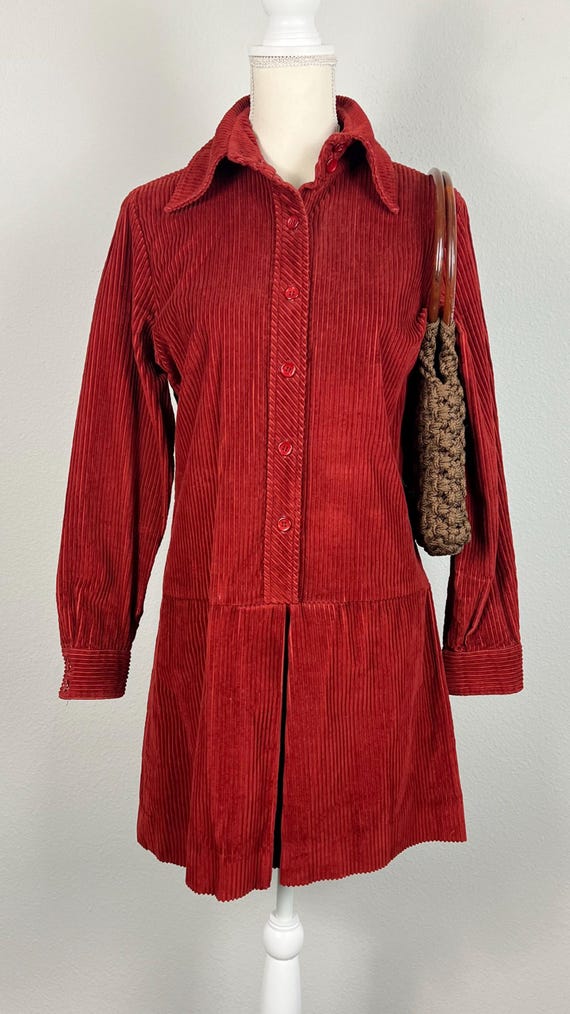1970s rust color corduroy mini jumpsuit - image 5