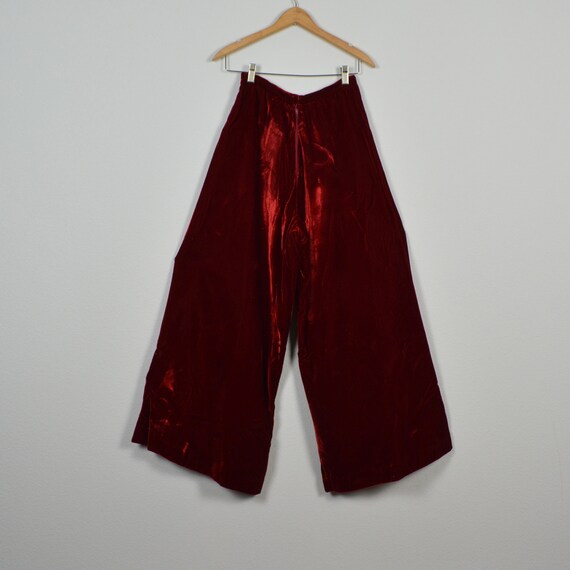 1960s/1970s Red Velvet Super Wide Leg High Rise P… - image 2
