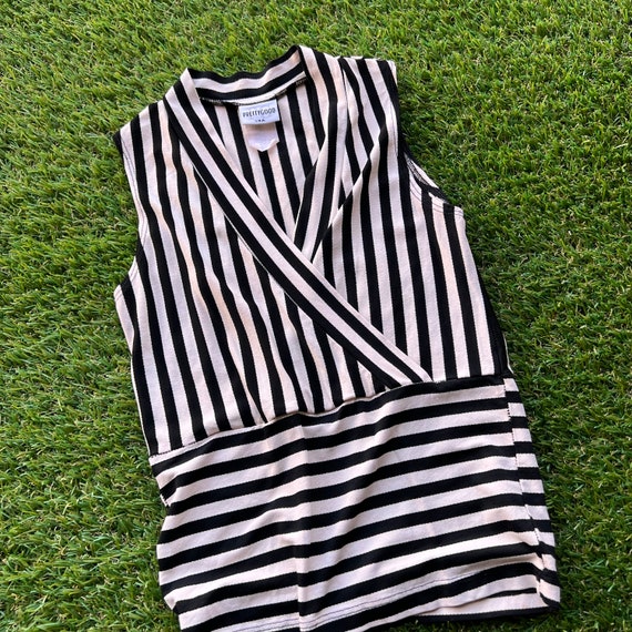 Striped Black and White Vintage Top - image 3