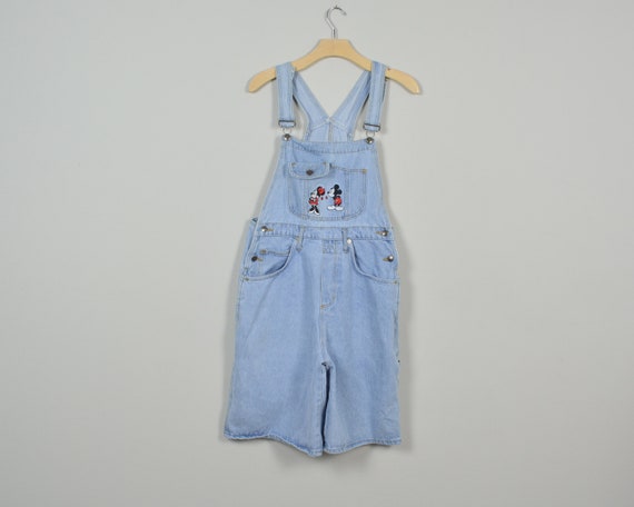 ミッキーマウス　オーバーオールSサイズ 90s Mickey Mouse Size S/M Light Wash Denim Overalls - Etsy