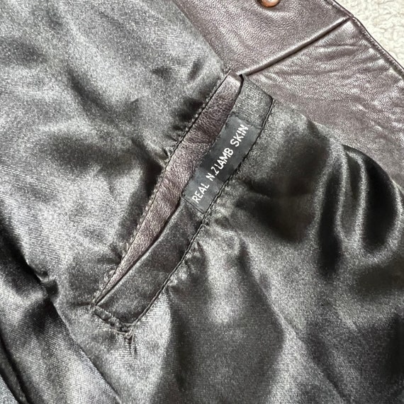 Brown Y2K Button Up Long Leather Jacket - Gem