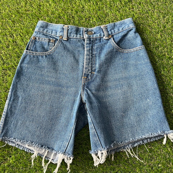 Vintage Denim Cutoff Long Shorts - image 4