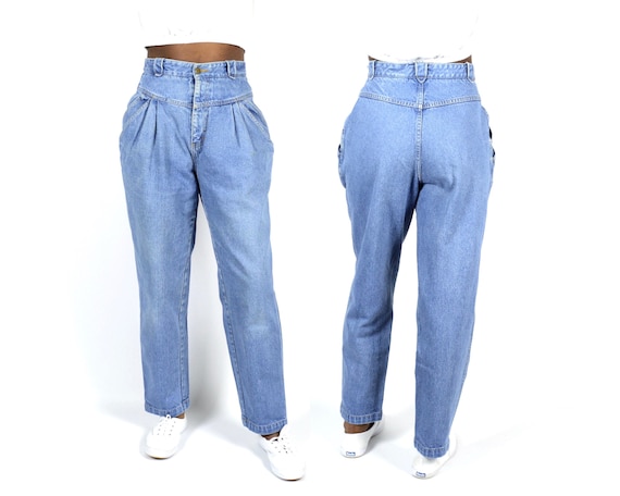 Vintage Size 27 Denim Baggy Pleated Denim Jeans