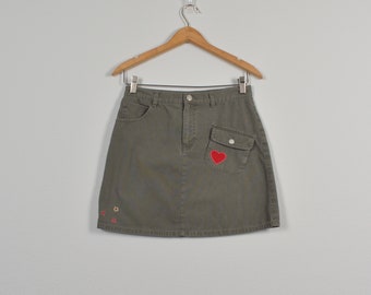 Green 2000s Patch Cargo Skirt