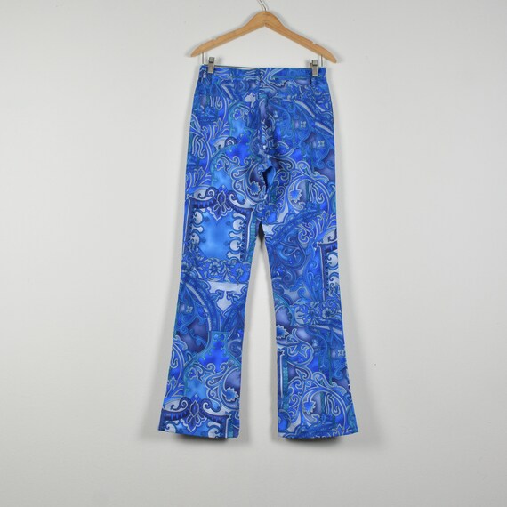 Paris Blues 90s/Y2K Blue Patterned Flare Pants - image 2