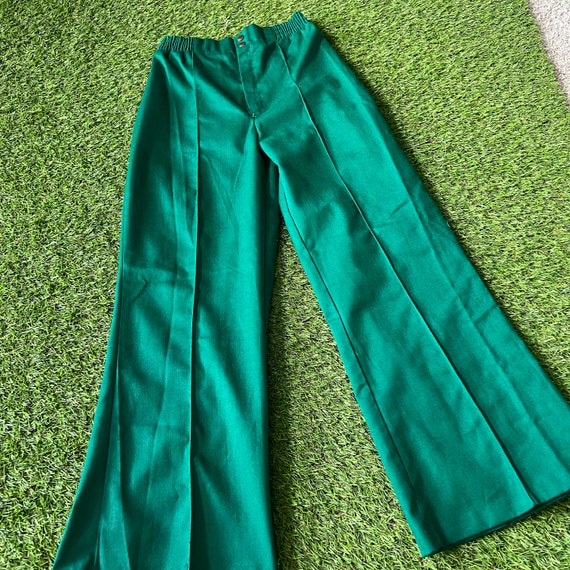 Vintage 1970s Forest Green Flared Pants - image 7