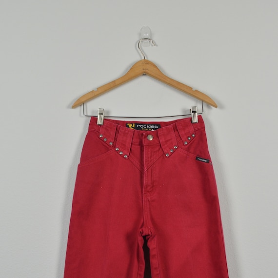 Rockies Size 25 Red Vintage Western Denim Jeans - image 1